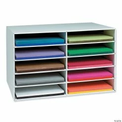 Cheapest 😍 Classroom Keepers 12" x 18" Construction Paper Storage, 10-Slot, White 😀