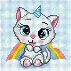 Outlet ✨ Crafting Spark (Wizardi) - Cat with Rainbow CS2708 7.9 x 7.9 inches Crafting Spark Diamond Painting Kit 💯
