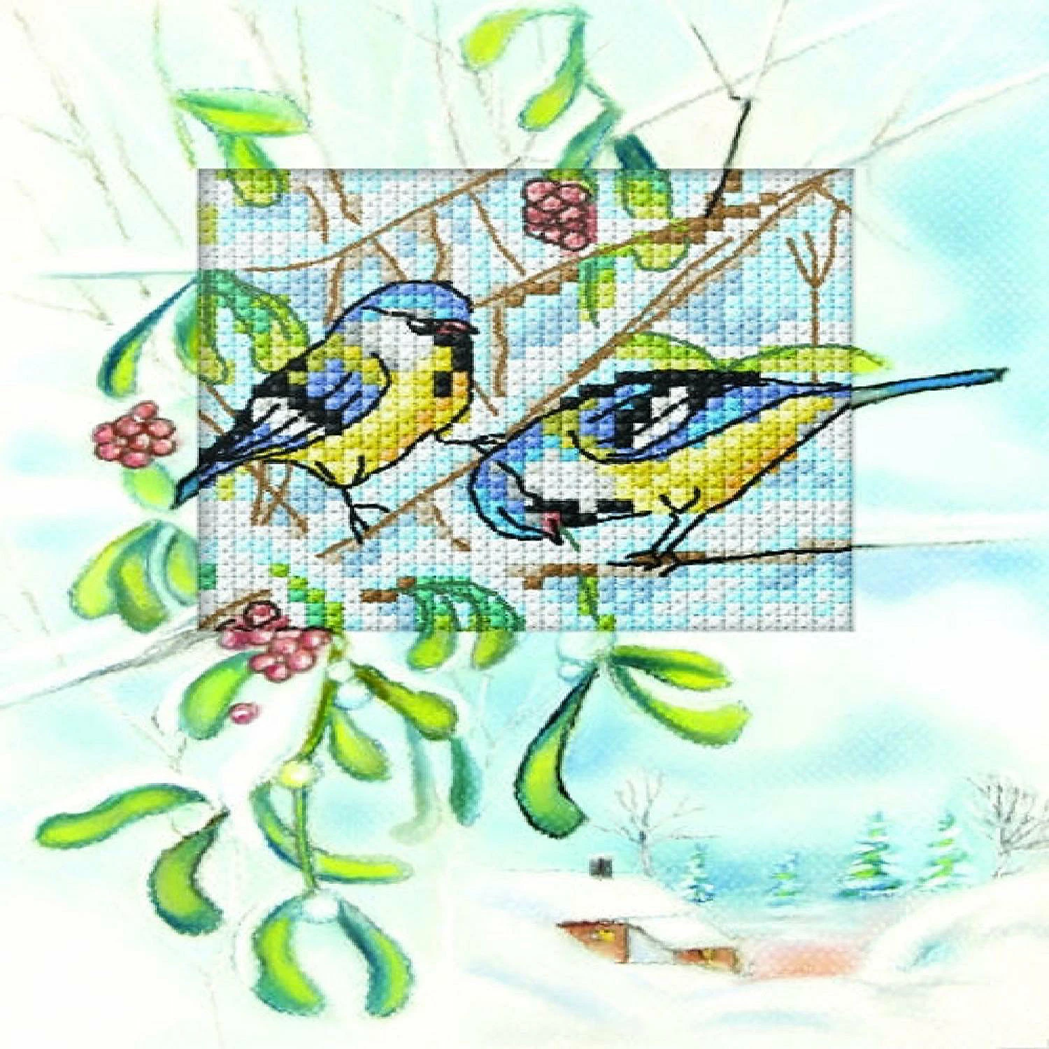 Wholesale โญ Crafting Spark (Wizardi) - Complete counted cross stitch kit - greetings card "Blue Titmice" 6268 ๐ 3 Wholesale โญ Crafting Spark (Wizardi) - Complete counted cross stitch kit - greetings card "Blue Titmice" 6268 ๐