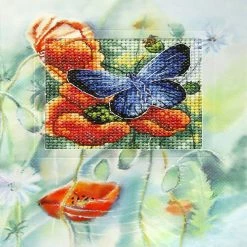 Wholesale 🔥 Crafting Spark (Wizardi) - Complete counted cross stitch kit - greetings card "Flowers and butterfly" 6225 🎉