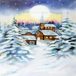 Wholesale 💯 Crafting Spark (Wizardi) - Complete counted cross stitch kit - greetings card "Winter landscape" 6233 😉