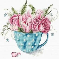 Brand new 😍 Crafting Spark (Wizardi) - Counted Cross Stitch Kit A cup of roses Leti916 🎁