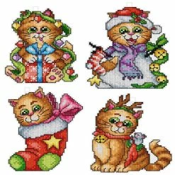 Deals 🎁 Crafting Spark (Wizardi) - Counted cross stitch kit with plastic canvas "Cats" set of 4 designs 7627 ⭐