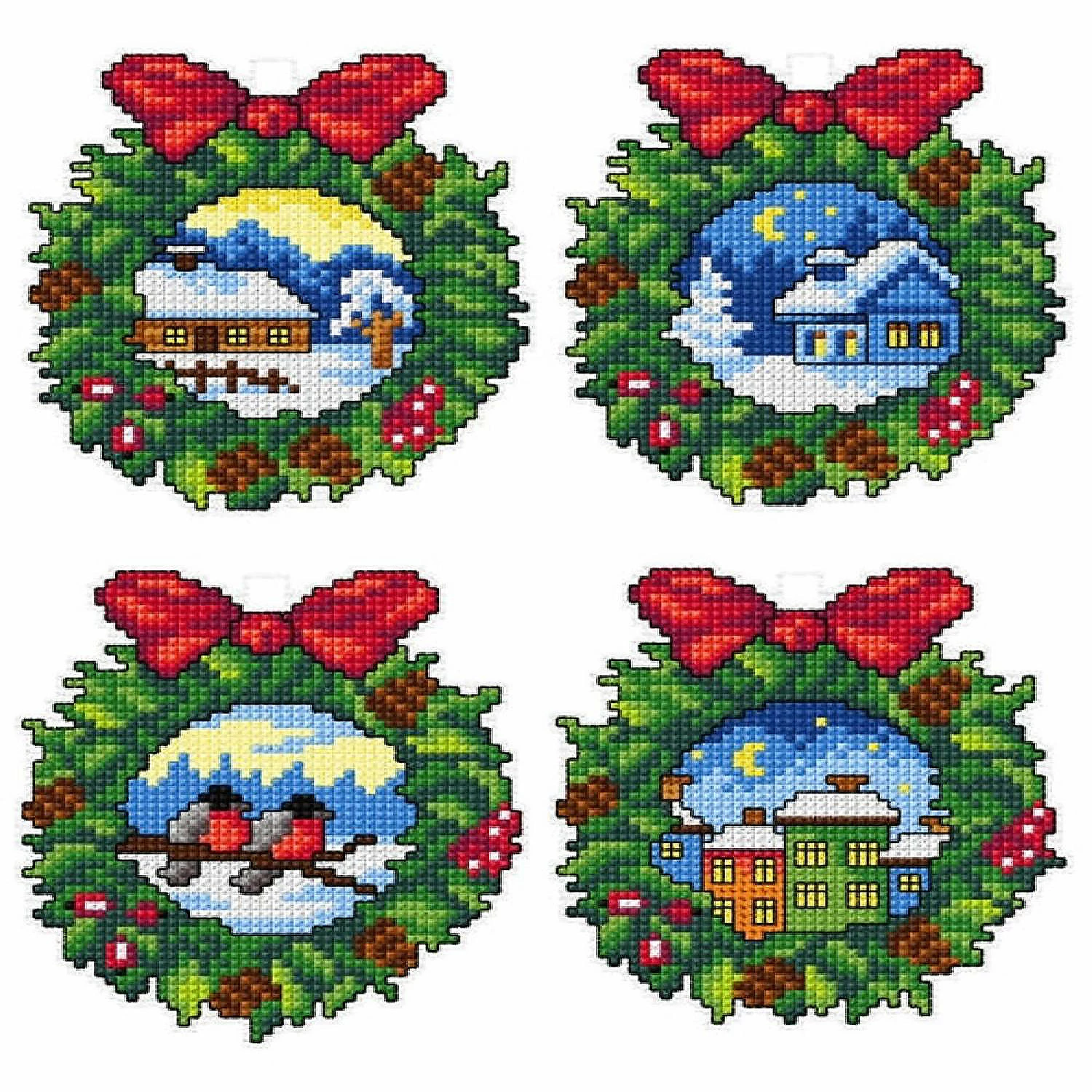 Best Sale π Crafting Spark (Wizardi) - Counted cross stitch kit with plastic canvas "Christmas wreaths" set of 4 designs 7670 π 3 Best Sale π Crafting Spark (Wizardi) - Counted cross stitch kit with plastic canvas "Christmas wreaths" set of 4 designs 7670 π