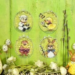 Outlet ๐ฅฐ Crafting Spark (Wizardi) - Counted cross stitch kit with plastic canvas "Easter Eggs" set of 4 designs 7630 ๐