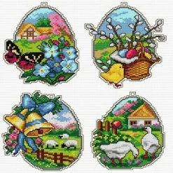 Best deal ๐ Crafting Spark (Wizardi) - Counted cross stitch kit with plastic canvas "Easter eggs" set of 4 designs 7671 ๐