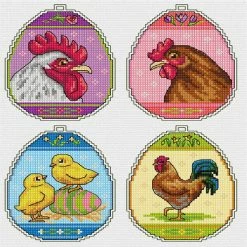 Hot Sale 👍 Crafting Spark (Wizardi) - Counted cross stitch kit with plastic canvas "Easter eggs" set of 4 designs 7677 🔔