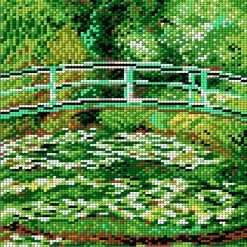 Outlet 🎉 Crafting Spark (Wizardi) - Needlepoint canvas for halfstitch without yarn after Claude Monet - Water Lily Pond 1874F - Printed Tapestry Canvas 🎁