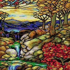New ⌛ Crafting Spark (Wizardi) - Needlepoint canvas for halfstitch without yarn after L.C. Tiffany - Autumn Landscape 2192J - Printed Tapestry Canvas ❤️ -Crafts For Her Shop crafting spark wizardi needlepoint canvas for halfstitch without yarn after l c tiffany autumn landscape 2192j printed tapestry canvas14222483 a01NOWA
