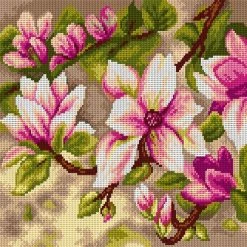 Budget ⭐ Crafting Spark (Wizardi) - Needlepoint canvas for halfstitch without yarn Blooming Magnolia 2714J - Printed Tapestry Canvas ✨