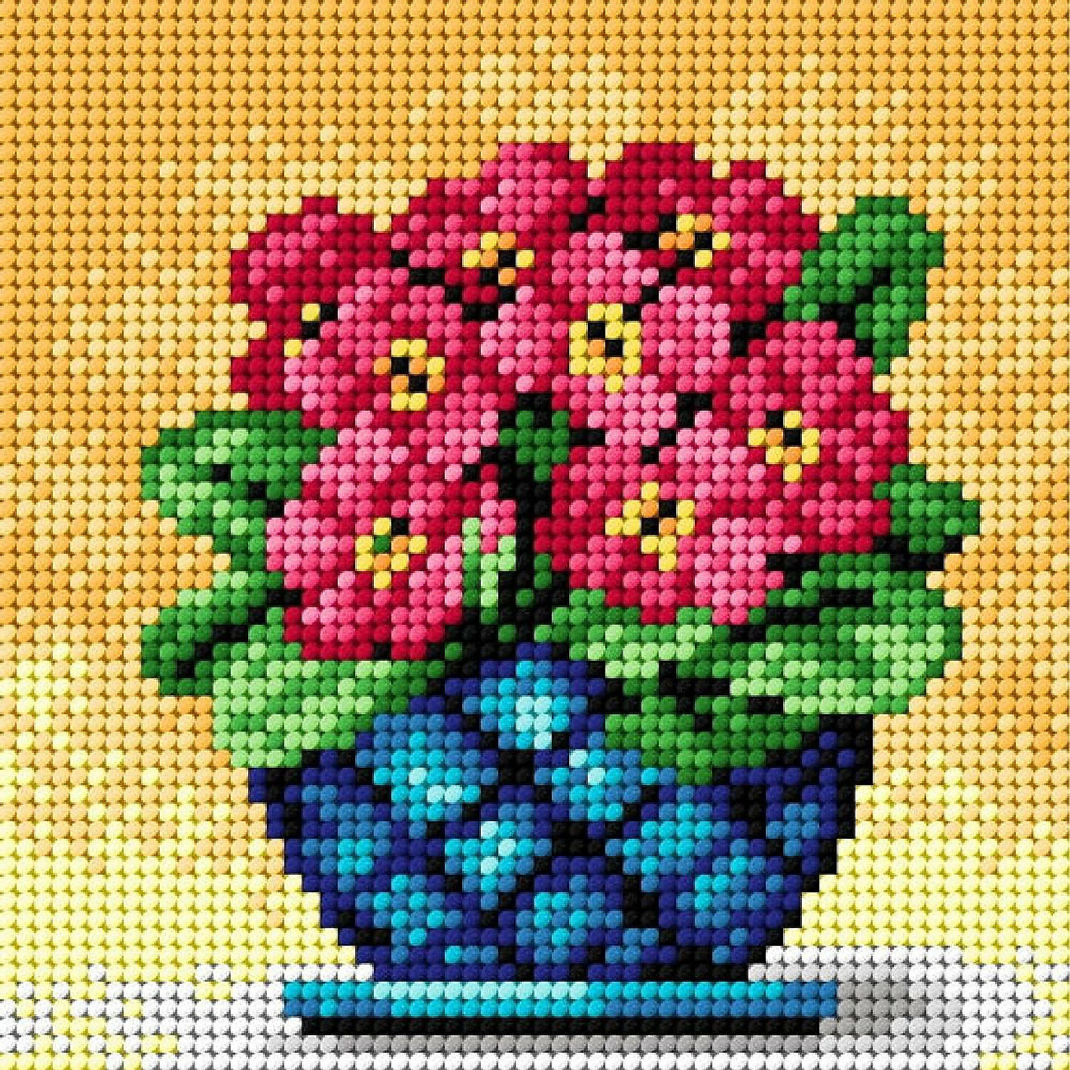 New 🥰 Crafting Spark (Wizardi) - Needlepoint canvas for halfstitch without yarn Bouquet of Primroses in a Blue Vase 2251D - Printed Tapestry Canvas 😀 4 New 🥰 Crafting Spark (Wizardi) - Needlepoint canvas for halfstitch without yarn Bouquet of Primroses in a Blue Vase 2251D - Printed Tapestry Canvas 😀 - Image 2
