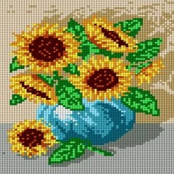Hot Sale 🎉 Crafting Spark (Wizardi) - Needlepoint canvas for halfstitch without yarn Bouquet of Sunflowers 1324F - Printed Tapestry Canvas 🌟
