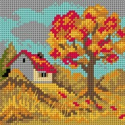 Flash Sale 🔔 Crafting Spark (Wizardi) - Needlepoint canvas for halfstitch without yarn Four Seasons - Autumn 2843D - Printed Tapestry Canvas 🎉