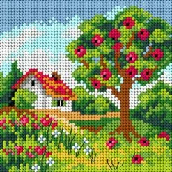 Outlet 😀 Crafting Spark (Wizardi) - Needlepoint canvas for halfstitch without yarn Four Seasons - ☀️ Summer 2842D - Printed Tapestry Canvas 😍