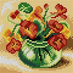 Hot Sale ๐ Crafting Spark (Wizardi) - Needlepoint canvas for halfstitch without yarn Nasturtium 2897D - Printed Tapestry Canvas โ