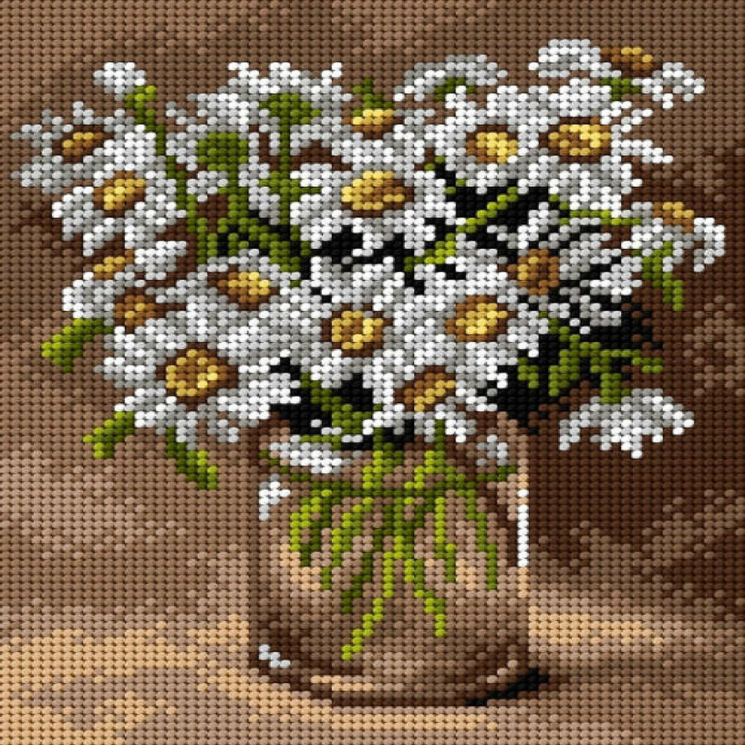 Cheapest โจ Crafting Spark (Wizardi) - Needlepoint canvas for halfstitch without yarn Ox-eye Daisies in a Glass Vase 2896F - Printed Tapestry Canvas ๐ 3 Cheapest โจ Crafting Spark (Wizardi) - Needlepoint canvas for halfstitch without yarn Ox-eye Daisies in a Glass Vase 2896F - Printed Tapestry Canvas ๐