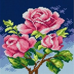 Hot Sale ๐ฏ Crafting Spark (Wizardi) - Needlepoint canvas for halfstitch without yarn Pink Roses 2594F - Printed Tapestry Canvas ๐งจ