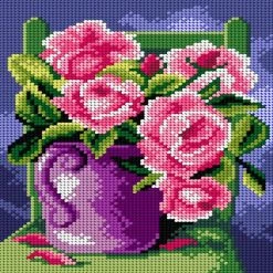 Buy ✨ Crafting Spark (Wizardi) - Needlepoint canvas for halfstitch without yarn Roses in a Purple Jug 3021F - Printed Tapestry Canvas 🛒 -Crafts For Her Shop crafting spark wizardi needlepoint canvas for halfstitch without yarn roses in a purple jug 3021f printed tapestry canvas14222349 a01NOWA