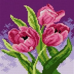 Wholesale ⭐ Crafting Spark (Wizardi) - Needlepoint canvas for halfstitch without yarn Tulip 2596F - Printed Tapestry Canvas 🧨