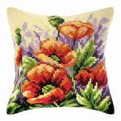 Best Sale 😀 Crafting Spark (Wizardi) - Needlepoint Cushion Kit "Poppies on meadow" 9123 🔔