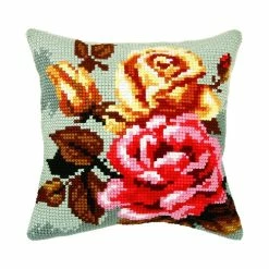 Discount ⭐ Crafting Spark (Wizardi) - Needlepoint Cushion Kit "Roses on the grey background" 9357 👏