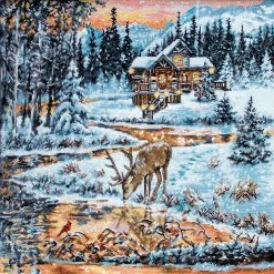 Flash Sale 👏 Crafting Spark (Wizardi) - Snowy Cabin BU4022L Counted Cross-Stitch Kit 😉