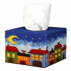 Hot Sale ๐งจ Crafting Spark (Wizardi) - Tissue box cover - needlepoint (halfstitch) kit "City at night" 5103 ๐