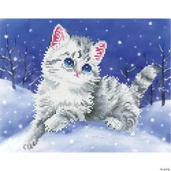 Coupon ✨ Diamond Dotz Diamond Embroidery Facet Art Kit 11"X14"-Kitten In The Snow with Frame 🔥