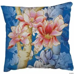 Outlet ✔️ Diamond Dotz Diamond Embroidery Pillow Facet Art Kit-Magnolia On Blue 1 (17.5"X17.5") 🔥