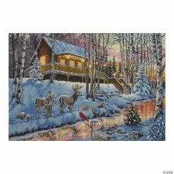 Promo 🧨 Dimensions Gold Collection Counted Cross Stitch Kit 15"X10"-Winter Cabin (16 Count) ✔️