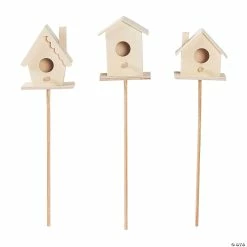 Cheap 🎉 DIY Unfinished Wood Birdhouse Planter Sticks - 3 Pc. 🥰