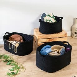 Brand new 👍 Honey Can Do 3 Piece Cotton Coil Baskets - Black 👏 -Crafts For Her Shop honey can do 3 piece cotton coil baskets black14093602 a02