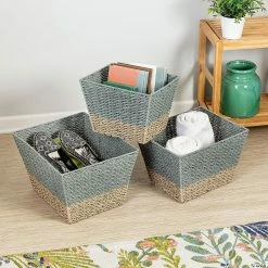 Promo 👏 Honey Can Do 3 Piece Square Seagrass Baskets 🎉 -Crafts For Her Shop honey can do 3 piece square seagrass baskets14093473 a02