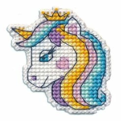 Best Pirce 🤩 Oven - Badge unicorn-2 1350 Plastic Canvas Counted Cross Stitch Kit 😍