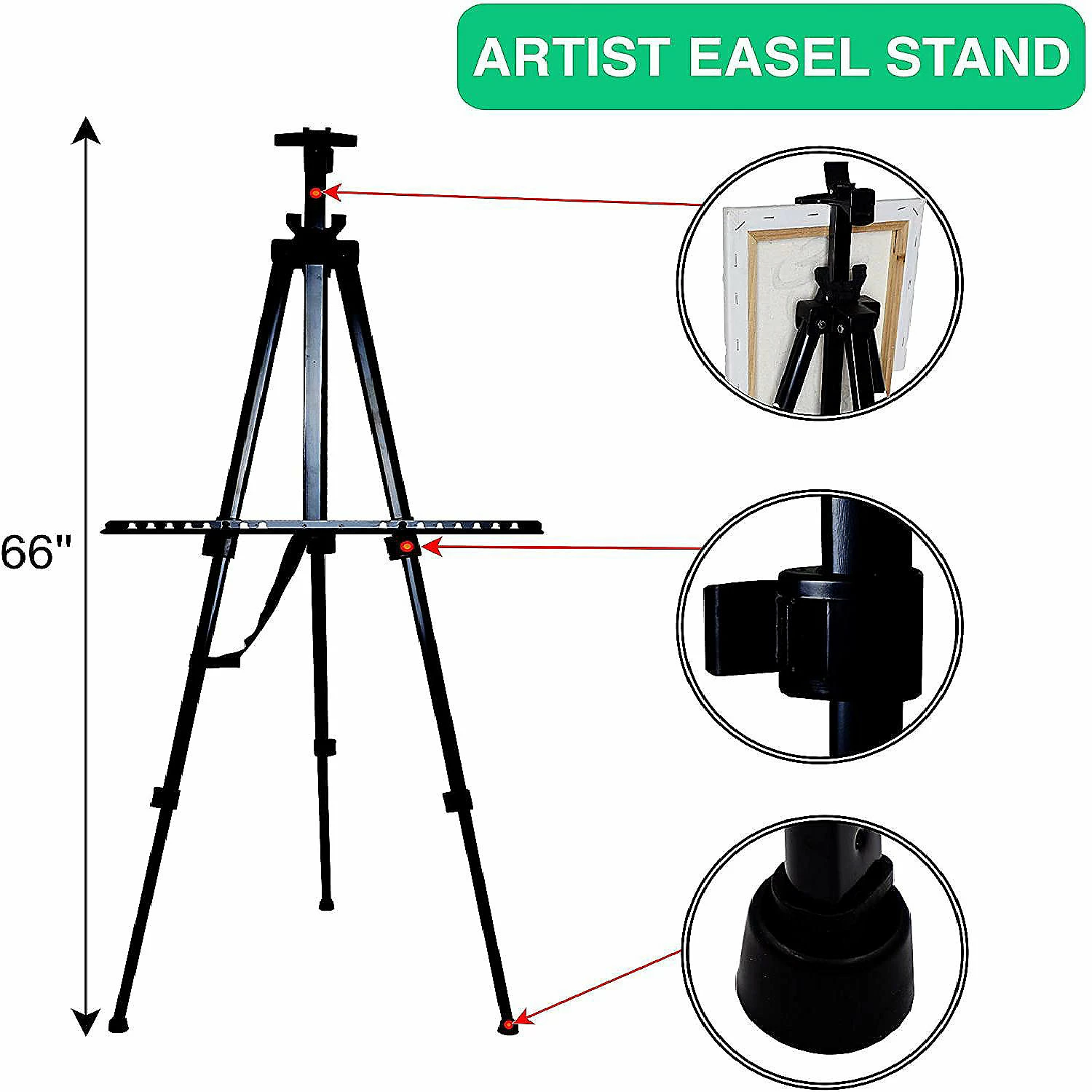 Wholesale ๐ Pintar Art Supply Professional Adjustable Artist Easel Stand with Travel Carrying Bag, Use as Drawing Easel Stand, or to Display Posters or Art ๐ 4 Wholesale ๐ Pintar Art Supply Professional Adjustable Artist Easel Stand with Travel Carrying Bag, Use as Drawing Easel Stand, or to Display Posters or Art ๐ - Image 2